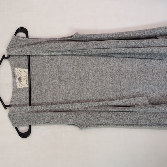 Cupio Heather Grey Sleeveless Waterfall Cardigan Size Medium - Picture 4 of 6